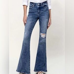 Vervet By Flying Monkey High Rise Distressed Flare Leg Jeans Size 25